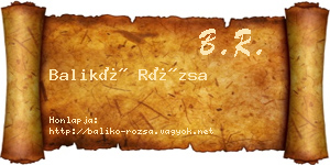 Balikó Rózsa névjegykártya